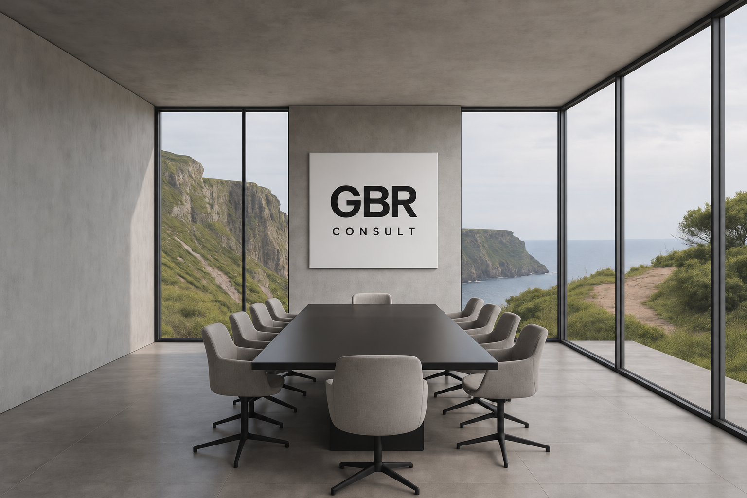 Illustrative GBR boardroom overlooking the Scottish coast